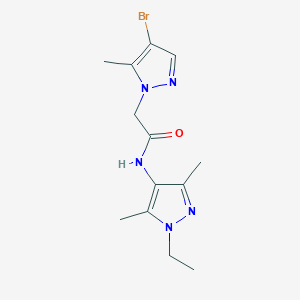 molecular formula C13H18BrN5O B4337626 2-(4-bromo-5-methyl-1H-pyrazol-1-yl)-N-(1-ethyl-3,5-dimethyl-1H-pyrazol-4-yl)acetamide 