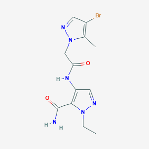 molecular formula C12H15BrN6O2 B4337642 4-{[2-(4-BROMO-5-METHYL-1H-PYRAZOL-1-YL)ACETYL]AMINO}-1-ETHYL-1H-PYRAZOLE-5-CARBOXAMIDE 