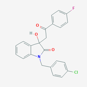 molecular formula C23H17ClFNO3 B433768 1-(4-chlorobenzyl)-3-[2-(4-fluorophenyl)-2-oxoethyl]-3-hydroxy-1,3-dihydro-2H-indol-2-one CAS No. 362507-05-9