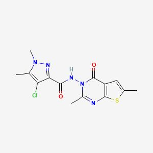 molecular formula C14H14ClN5O2S B4337680 4-CHLORO-N-[2,6-DIMETHYL-4-OXOTHIENO[2,3-D]PYRIMIDIN-3(4H)-YL]-1,5-DIMETHYL-1H-PYRAZOLE-3-CARBOXAMIDE 