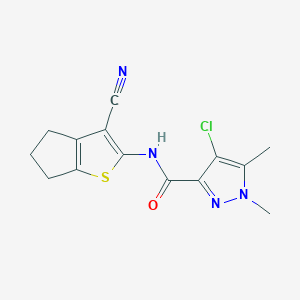 4-chloro-N-(3-cyano-5,6-dihydro-4H-cyclopenta[b]thiophen-2-yl)-1,5-dimethyl-1H-pyrazole-3-carboxamide