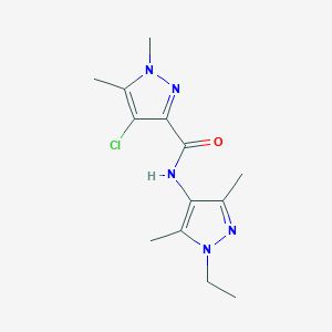 molecular formula C13H18ClN5O B4337711 4-chloro-N-(1-ethyl-3,5-dimethyl-1H-pyrazol-4-yl)-1,5-dimethyl-1H-pyrazole-3-carboxamide 