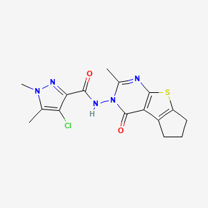 4-CHLORO-1,5-DIMETHYL-N-[2-METHYL-4-OXO-6,7-DIHYDRO-4H-CYCLOPENTA[4,5]THIENO[2,3-D]PYRIMIDIN-3(5H)-YL]-1H-PYRAZOLE-3-CARBOXAMIDE