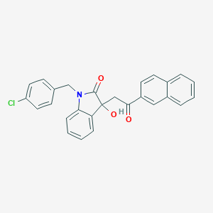 molecular formula C27H20ClNO3 B433775 1-(4-chlorobenzyl)-3-hydroxy-3-[2-(2-naphthyl)-2-oxoethyl]-1,3-dihydro-2H-indol-2-one CAS No. 362507-35-5
