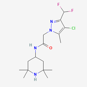 molecular formula C16H25ClF2N4O B4337756 2-[4-CHLORO-3-(DIFLUOROMETHYL)-5-METHYL-1H-PYRAZOL-1-YL]-N-(2,2,6,6-TETRAMETHYL-4-PIPERIDYL)ACETAMIDE 