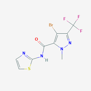 molecular formula C9H6BrF3N4OS B4337766 4-bromo-1-methyl-N-(1,3-thiazol-2-yl)-3-(trifluoromethyl)-1H-pyrazole-5-carboxamide 