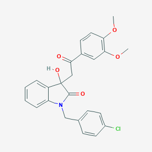 molecular formula C25H22ClNO5 B433778 1-(4-chlorobenzyl)-3-[2-(3,4-dimethoxyphenyl)-2-oxoethyl]-3-hydroxy-1,3-dihydro-2H-indol-2-one CAS No. 362507-17-3