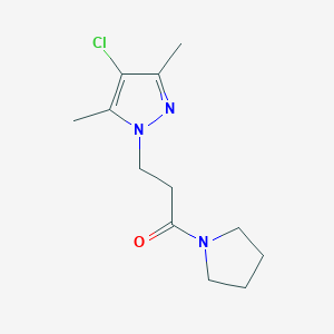 molecular formula C12H18ClN3O B4337789 4-chloro-3,5-dimethyl-1-[3-oxo-3-(1-pyrrolidinyl)propyl]-1H-pyrazole 