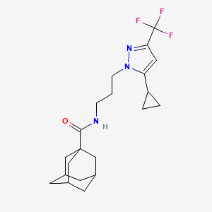 molecular formula C21H28F3N3O B4337830 N-{3-[5-cyclopropyl-3-(trifluoromethyl)-1H-pyrazol-1-yl]propyl}-1-adamantanecarboxamide 