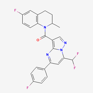 molecular formula C24H18F4N4O B4337889 [7-(DIFLUOROMETHYL)-5-(4-FLUOROPHENYL)PYRAZOLO[1,5-A]PYRIMIDIN-3-YL][6-FLUORO-2-METHYL-3,4-DIHYDRO-1(2H)-QUINOLINYL]METHANONE 