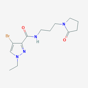 molecular formula C13H19BrN4O2 B4337936 4-bromo-1-ethyl-N-[3-(2-oxo-1-pyrrolidinyl)propyl]-1H-pyrazole-3-carboxamide 