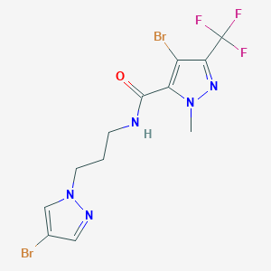 molecular formula C12H12Br2F3N5O B4337948 4-bromo-N-[3-(4-bromo-1H-pyrazol-1-yl)propyl]-1-methyl-3-(trifluoromethyl)-1H-pyrazole-5-carboxamide 