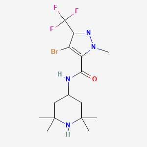 molecular formula C15H22BrF3N4O B4337950 4-BROMO-1-METHYL-N-(2,2,6,6-TETRAMETHYL-4-PIPERIDYL)-3-(TRIFLUOROMETHYL)-1H-PYRAZOLE-5-CARBOXAMIDE 