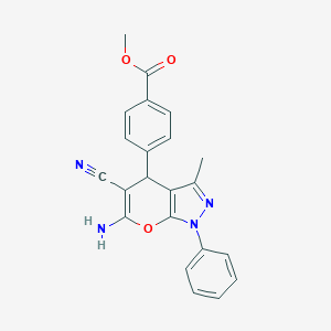 molecular formula C22H18N4O3 B433796 Methyl 4-(6-amino-5-cyano-3-methyl-1-phenyl-1,4-dihydropyrano[2,3-c]pyrazol-4-yl)benzoate CAS No. 313702-97-5