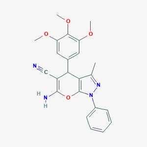molecular formula C23H22N4O4 B433798 6-Amino-3-methyl-1-phenyl-4-(3,4,5-trimethoxyphenyl)-1,4-dihydropyrano[2,3-c]pyrazole-5-carbonitrile CAS No. 170030-57-6
