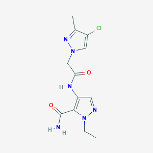 4-{[2-(4-CHLORO-3-METHYL-1H-PYRAZOL-1-YL)ACETYL]AMINO}-1-ETHYL-1H-PYRAZOLE-5-CARBOXAMIDE