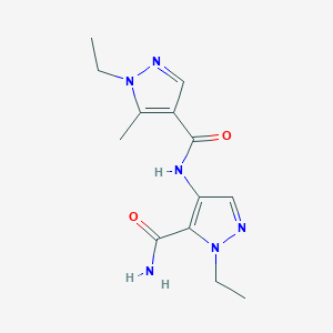 molecular formula C13H18N6O2 B4337993 N-[5-(aminocarbonyl)-1-ethyl-1H-pyrazol-4-yl]-1-ethyl-5-methyl-1H-pyrazole-4-carboxamide 