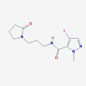 molecular formula C12H17IN4O2 B4338009 4-iodo-1-methyl-N-[3-(2-oxo-1-pyrrolidinyl)propyl]-1H-pyrazole-5-carboxamide 