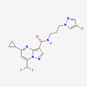 molecular formula C17H17BrF2N6O B4338032 N-[3-(4-bromo-1H-pyrazol-1-yl)propyl]-5-cyclopropyl-7-(difluoromethyl)pyrazolo[1,5-a]pyrimidine-3-carboxamide 