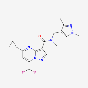 molecular formula C18H20F2N6O B4338033 5-cyclopropyl-7-(difluoromethyl)-N-[(1,3-dimethyl-1H-pyrazol-4-yl)methyl]-N-methylpyrazolo[1,5-a]pyrimidine-3-carboxamide 