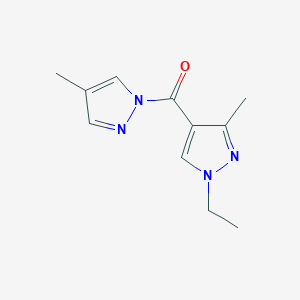 molecular formula C11H14N4O B4338041 1-ethyl-3-methyl-4-[(4-methyl-1H-pyrazol-1-yl)carbonyl]-1H-pyrazole 