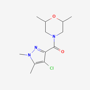 molecular formula C12H18ClN3O2 B4338045 (4-CHLORO-1,5-DIMETHYL-1H-PYRAZOL-3-YL)(2,6-DIMETHYLMORPHOLINO)METHANONE 