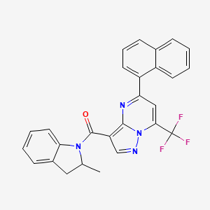 molecular formula C27H19F3N4O B4338046 (2-METHYL-2,3-DIHYDRO-1H-INDOL-1-YL)[5-(1-NAPHTHYL)-7-(TRIFLUOROMETHYL)PYRAZOLO[1,5-A]PYRIMIDIN-3-YL]METHANONE 