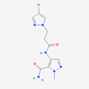 molecular formula C11H13BrN6O2 B4338071 4-{[3-(4-bromo-1H-pyrazol-1-yl)propanoyl]amino}-1-methyl-1H-pyrazole-5-carboxamide 