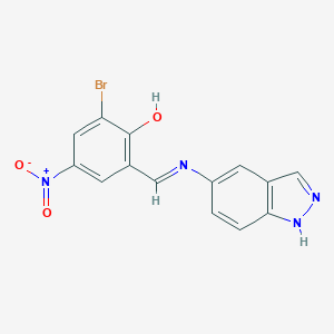 molecular formula C14H9BrN4O3 B433814 2-bromo-6-[(E)-(1H-indazol-5-ylimino)methyl]-4-nitrophenol 