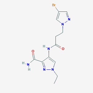 molecular formula C12H15BrN6O2 B4338144 4-{[3-(4-bromo-1H-pyrazol-1-yl)propanoyl]amino}-1-ethyl-1H-pyrazole-3-carboxamide 