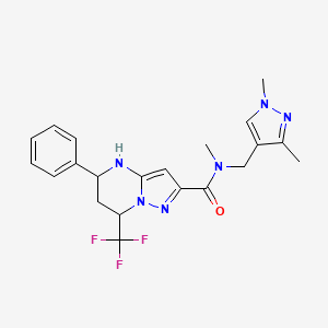 molecular formula C21H23F3N6O B4338157 N-[(1,3-DIMETHYL-1H-PYRAZOL-4-YL)METHYL]-N-METHYL-5-PHENYL-7-(TRIFLUOROMETHYL)-4H,5H,6H,7H-PYRAZOLO[1,5-A]PYRIMIDINE-2-CARBOXAMIDE 