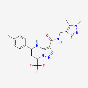 molecular formula C22H25F3N6O B4338168 5-(4-METHYLPHENYL)-7-(TRIFLUOROMETHYL)-N-[(1,3,5-TRIMETHYL-1H-PYRAZOL-4-YL)METHYL]-4H,5H,6H,7H-PYRAZOLO[1,5-A]PYRIMIDINE-3-CARBOXAMIDE 