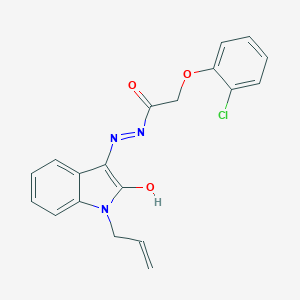 molecular formula C19H16ClN3O3 B433819 2-(2-chlorophenoxy)-N'-[(3E)-2-oxo-1-(prop-2-en-1-yl)-1,2-dihydro-3H-indol-3-ylidene]acetohydrazide 