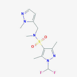 molecular formula C12H17F2N5O2S B4338194 1-(difluoromethyl)-N,3,5-trimethyl-N-[(1-methyl-1H-pyrazol-5-yl)methyl]-1H-pyrazole-4-sulfonamide 