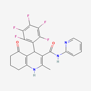 molecular formula C22H16F5N3O2 B4338203 2-METHYL-5-OXO-4-(2,3,4,5,6-PENTAFLUOROPHENYL)-N-(2-PYRIDYL)-1,4,5,6,7,8-HEXAHYDRO-3-QUINOLINECARBOXAMIDE 