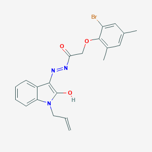 molecular formula C21H20BrN3O3 B433824 N'-(1-allyl-2-oxo-1,2-dihydro-3H-indol-3-ylidene)-2-(2-bromo-4,6-dimethylphenoxy)acetohydrazide 