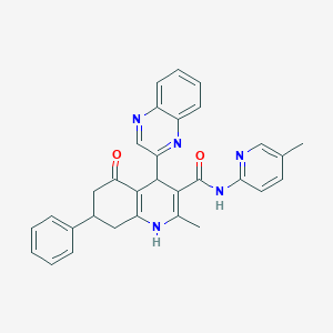 molecular formula C31H27N5O2 B4338260 2-methyl-N-(5-methyl-2-pyridinyl)-5-oxo-7-phenyl-4-(2-quinoxalinyl)-1,4,5,6,7,8-hexahydro-3-quinolinecarboxamide 