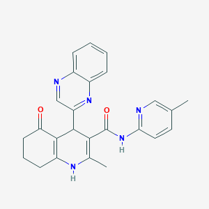 molecular formula C25H23N5O2 B4338261 2-methyl-N-(5-methylpyridin-2-yl)-5-oxo-4-(quinoxalin-2-yl)-1,4,5,6,7,8-hexahydroquinoline-3-carboxamide 