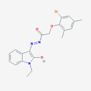 molecular formula C20H20BrN3O3 B433828 2-(2-bromo-4,6-dimethylphenoxy)-N'-(1-ethyl-2-oxo-1,2-dihydro-3H-indol-3-ylidene)acetohydrazide 