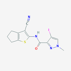 molecular formula C13H11IN4OS B4338283 N-(3-cyano-5,6-dihydro-4H-cyclopenta[b]thiophen-2-yl)-4-iodo-1-methyl-1H-pyrazole-3-carboxamide 