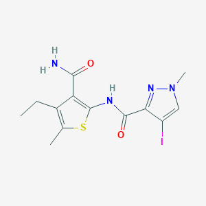 molecular formula C13H15IN4O2S B4338315 N-[3-(aminocarbonyl)-4-ethyl-5-methyl-2-thienyl]-4-iodo-1-methyl-1H-pyrazole-3-carboxamide 