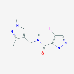 molecular formula C11H14IN5O B4338333 N-[(1,3-dimethyl-1H-pyrazol-4-yl)methyl]-4-iodo-1-methyl-1H-pyrazole-5-carboxamide 