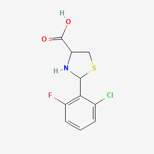 molecular formula C10H9ClFNO2S B4338351 2-(2-chloro-6-fluorophenyl)-1,3-thiazolidine-4-carboxylic acid 