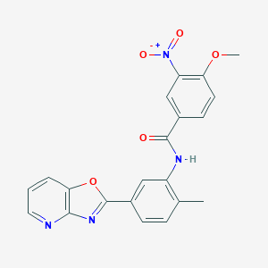 molecular formula C21H16N4O5 B433838 3-nitro-4-methoxy-N-(2-methyl-5-[1,3]oxazolo[4,5-b]pyridin-2-ylphenyl)benzamide CAS No. 314054-23-4