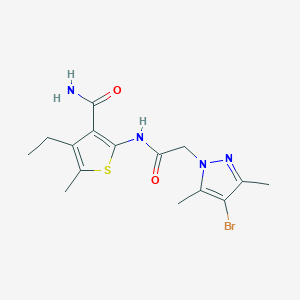 molecular formula C15H19BrN4O2S B4338394 2-{[(4-bromo-3,5-dimethyl-1H-pyrazol-1-yl)acetyl]amino}-4-ethyl-5-methyl-3-thiophenecarboxamide 