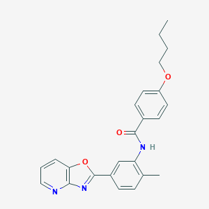 molecular formula C24H23N3O3 B433840 4-butoxy-N-(2-methyl-5-[1,3]oxazolo[4,5-b]pyridin-2-ylphenyl)benzamide CAS No. 331866-27-4