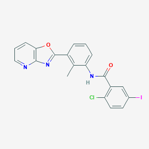 molecular formula C20H13ClIN3O2 B433843 2-chloro-5-iodo-N-(2-methyl-3-[1,3]oxazolo[4,5-b]pyridin-2-ylphenyl)benzamide CAS No. 312633-14-0