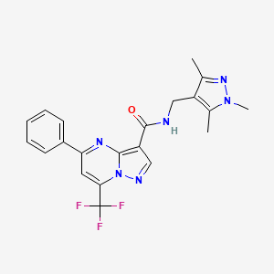 molecular formula C21H19F3N6O B4338446 5-phenyl-7-(trifluoromethyl)-N-[(1,3,5-trimethyl-1H-pyrazol-4-yl)methyl]pyrazolo[1,5-a]pyrimidine-3-carboxamide 