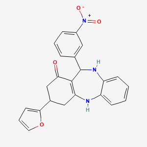 3-(2-furyl)-11-(3-nitrophenyl)-2,3,4,5,10,11-hexahydro-1H-dibenzo[b,e][1,4]diazepin-1-one