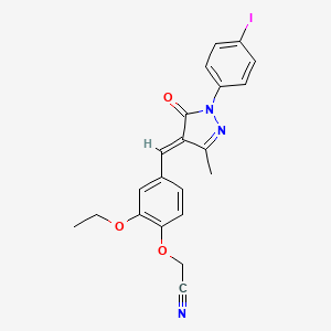 (2-ethoxy-4-{(E)-[1-(4-iodophenyl)-3-methyl-5-oxo-1,5-dihydro-4H-pyrazol-4-ylidene]methyl}phenoxy)acetonitrile